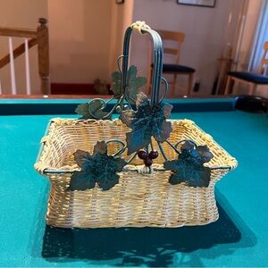 Sturdy Woven Wicker Basket w/Metal Handle